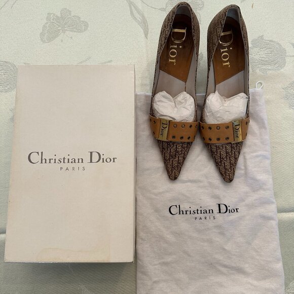 Christian Dior Vintage Monogram Buckle Pumps – Size 37.5 - Picture 1 of 8